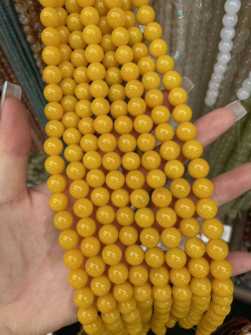鸡油黄玛瑙    珠宝半成品散珠DIY