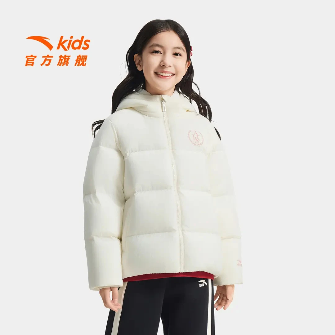 安踏儿童羽绒服2025冬季款舒适保暖女童运动连帽面包服362541901