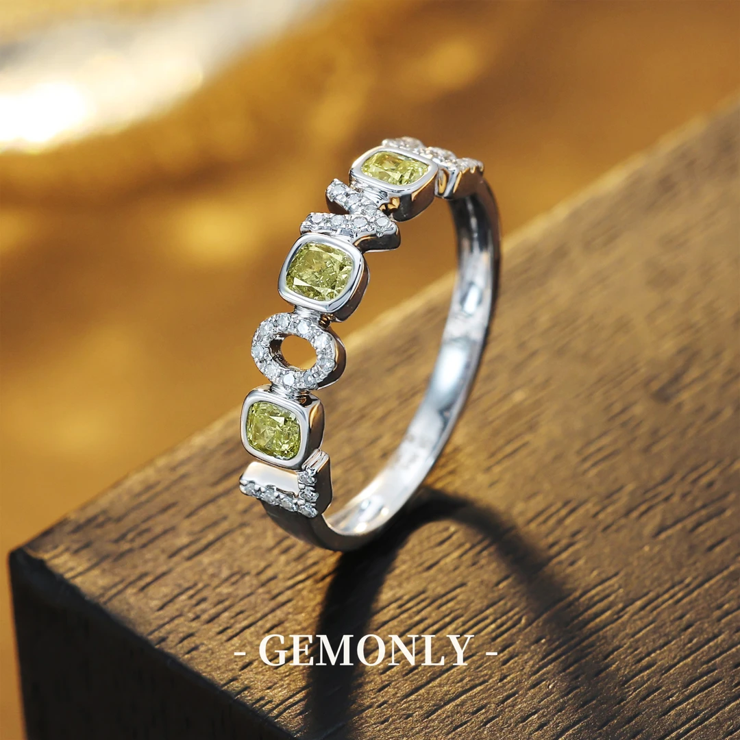GEMONLY｜18K金黄钻戒指LOVE排戒0.66ct