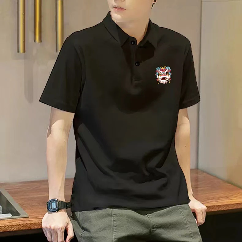 男士polo衫夏季宽松潮流简约半袖上衣2024新款休闲翻领短袖t恤衫