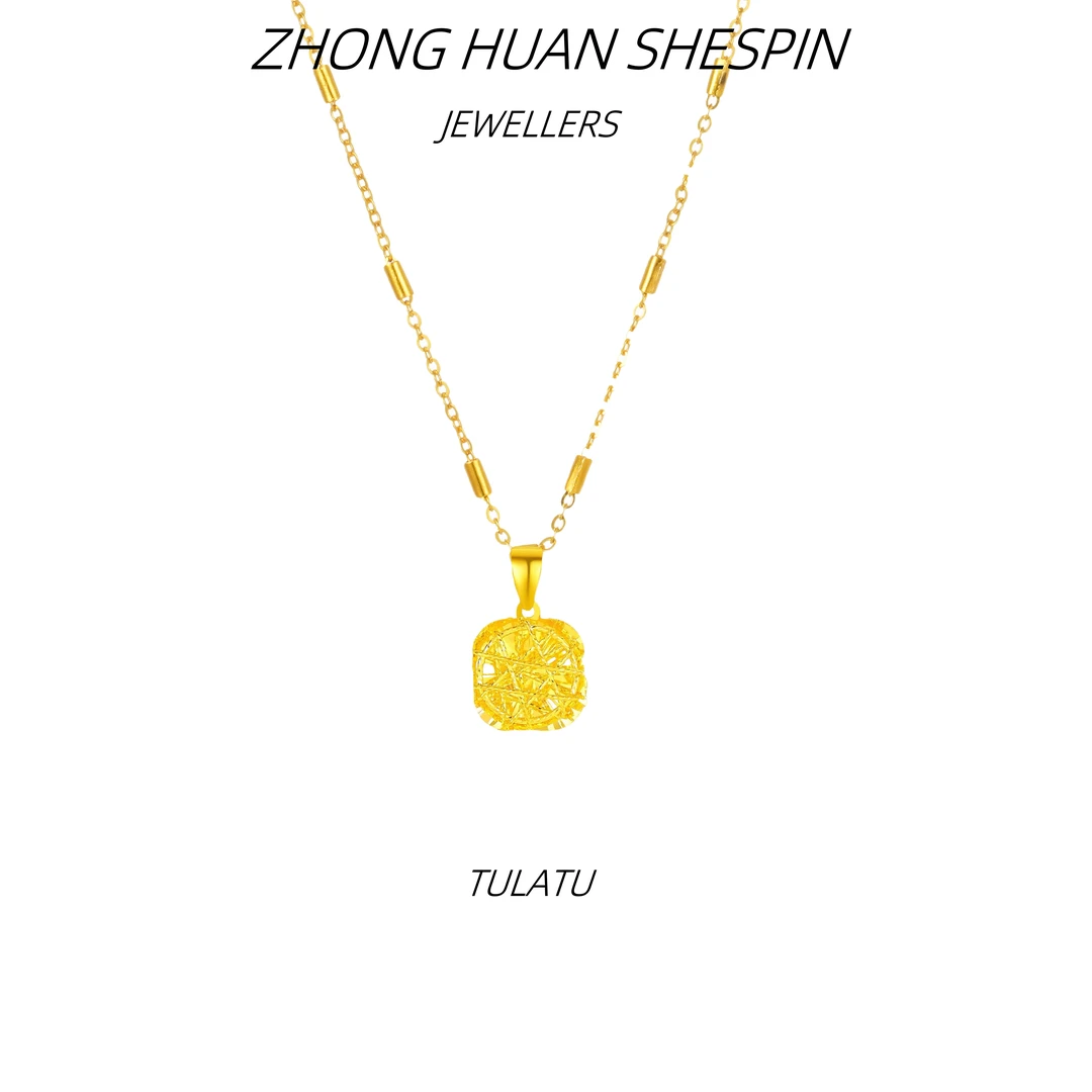 【星光链+小方糖吊坠】小方糖拉丝项链轻奢闪耀锁骨套链时尚坠链