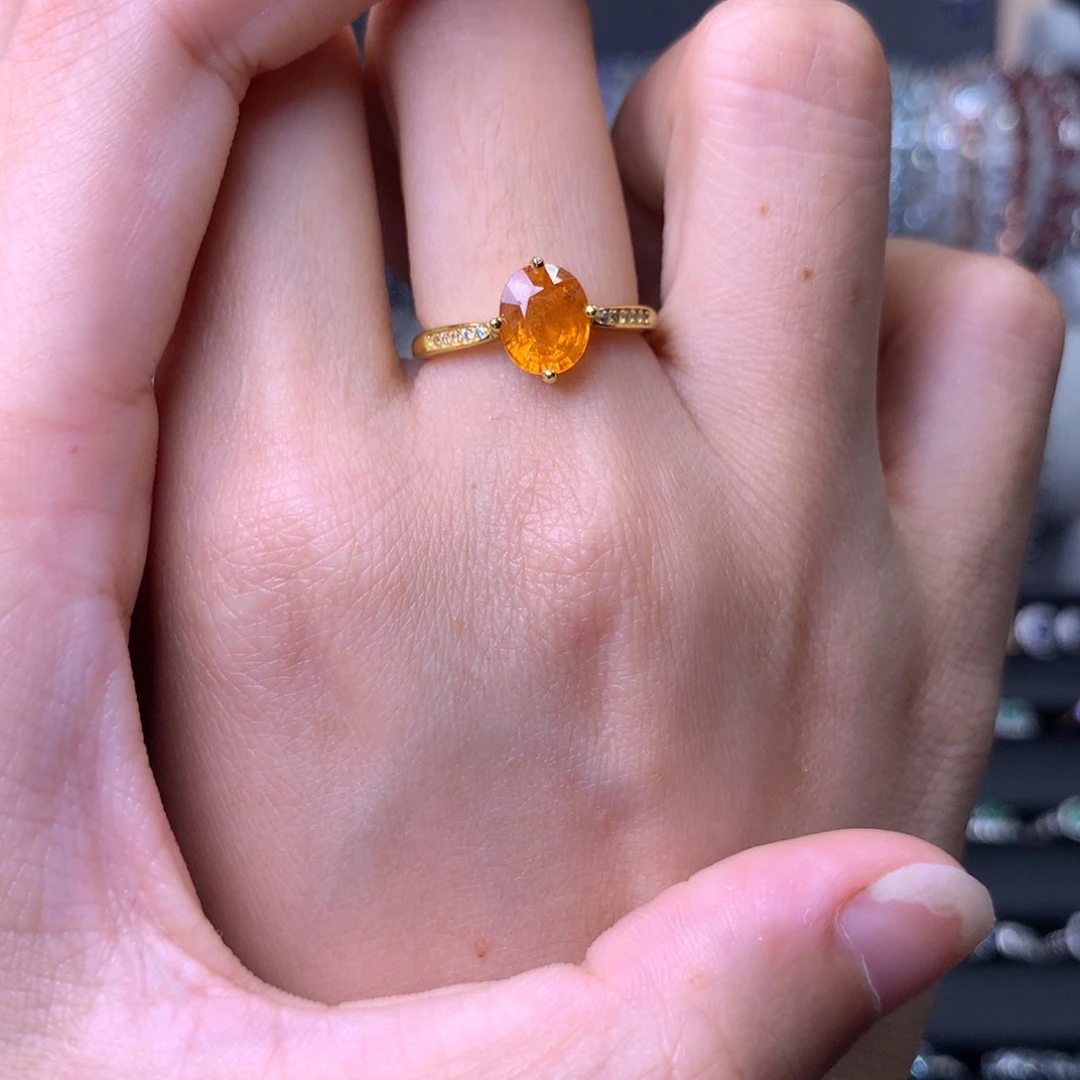 石榴石（芬达石）戒指银S925镶嵌