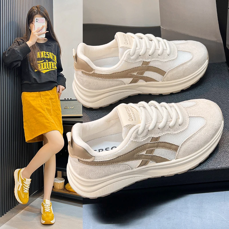 薄款阿甘鞋女2025夏季新款厚底百搭网面透气休闲运动鞋轻便老爹鞋