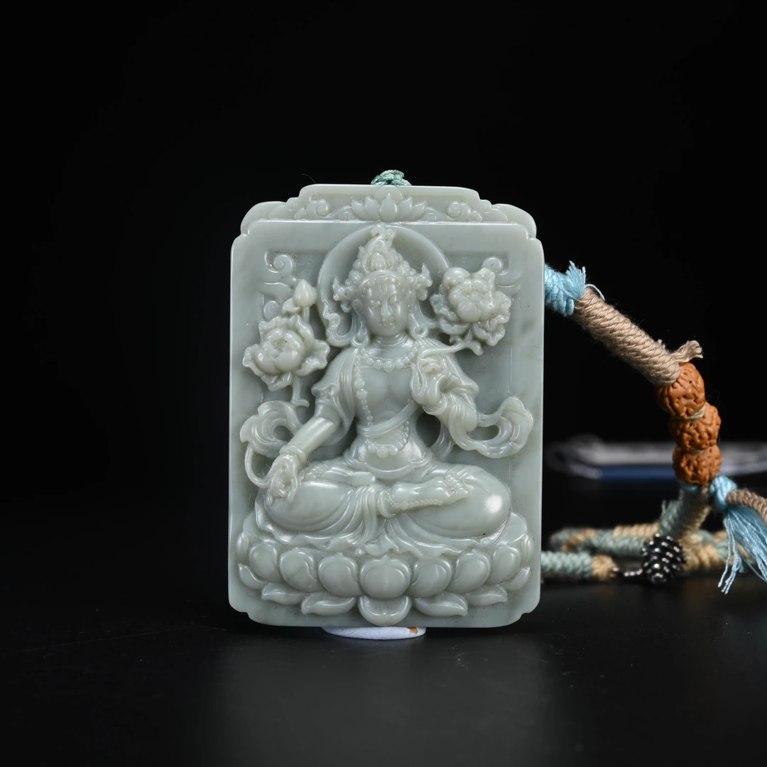 LOT8828和田玉且末蓝观音挂件/保利