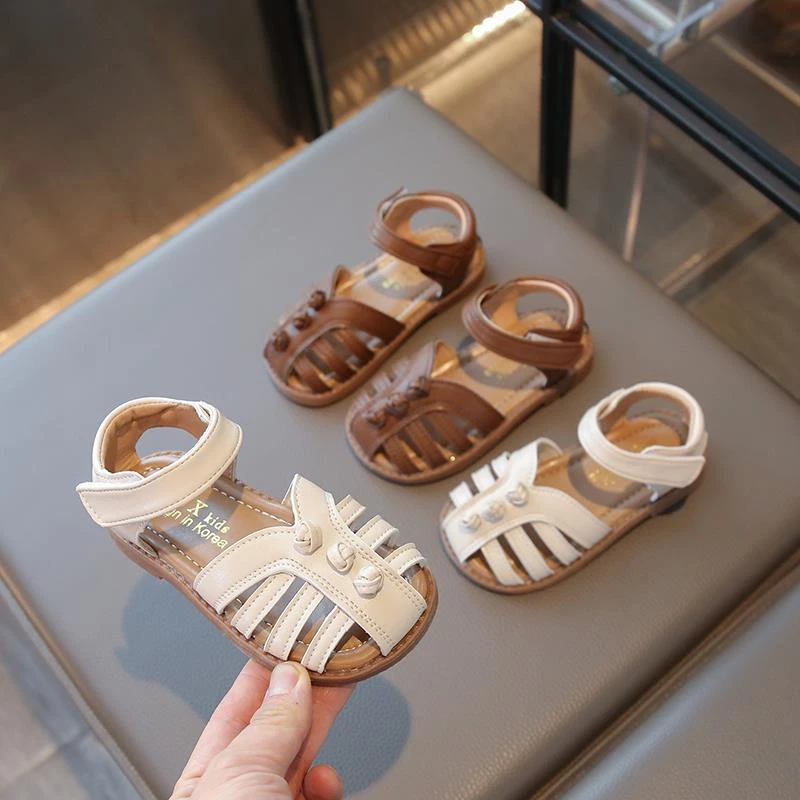 女童罗马凉鞋2025夏季新款儿童公主鞋包头软底女宝鞋子防滑沙滩鞋