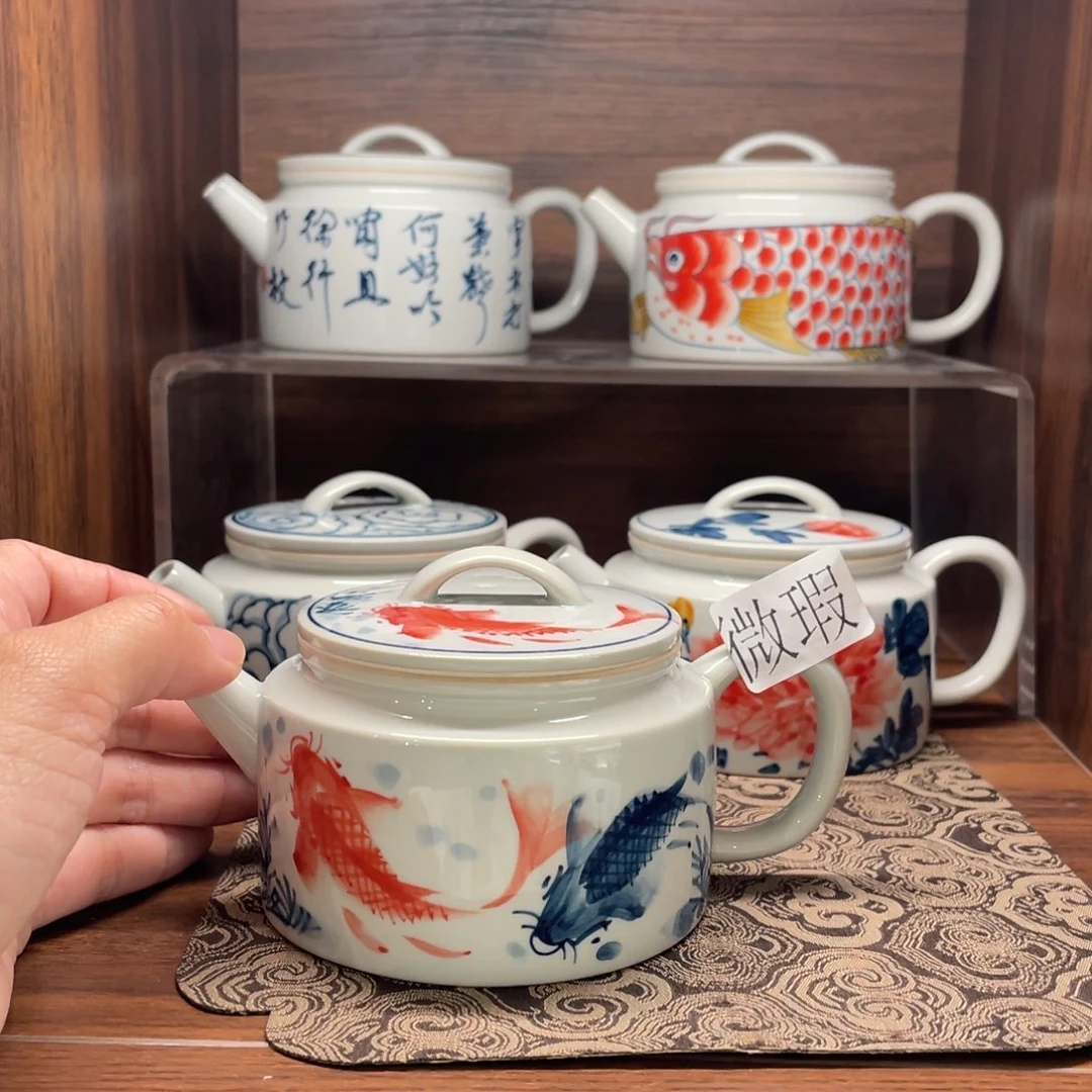 釉下手绘茶具微瑕