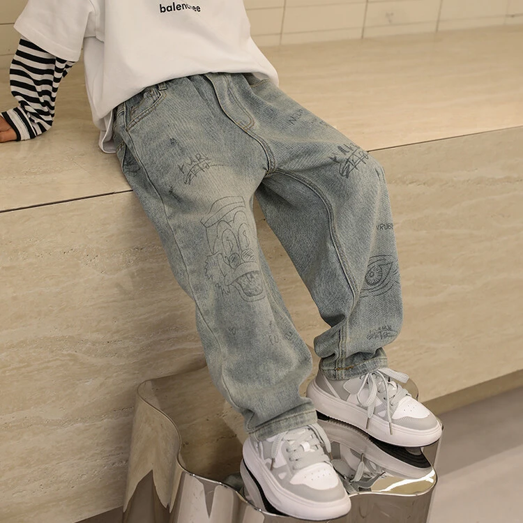 男童牛仔裤春秋款2025新款儿童秋装裤子中大童秋季长裤洋气酷帅潮