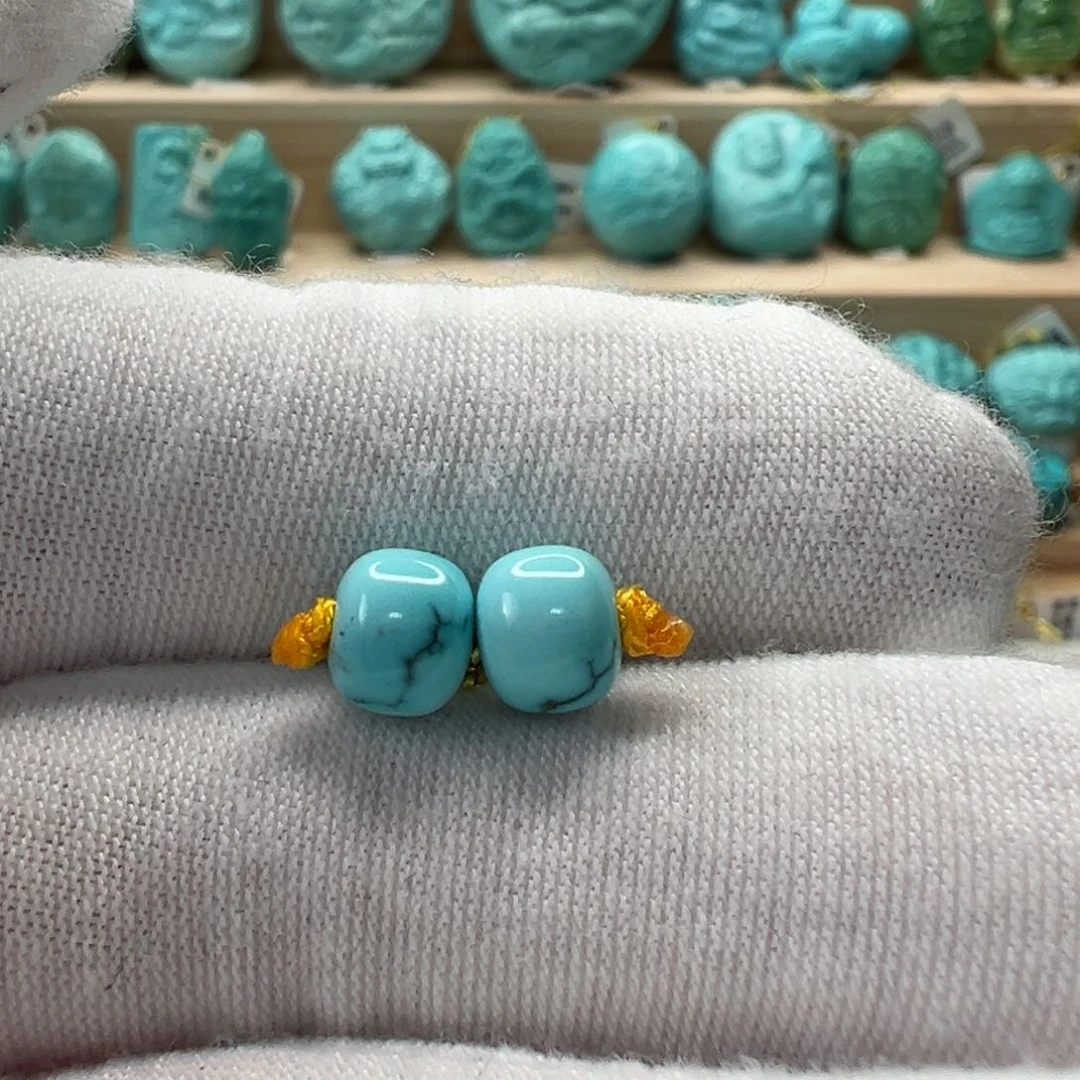 未镶嵌绿松石老型对珠6.5mm