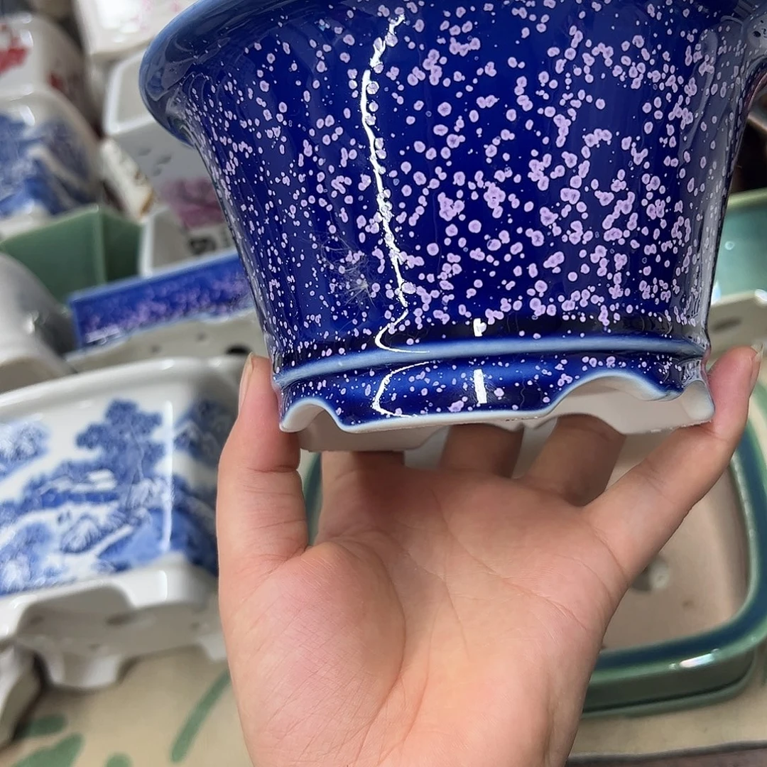 紫砂花盆167号瑕疵15/8cm窑变