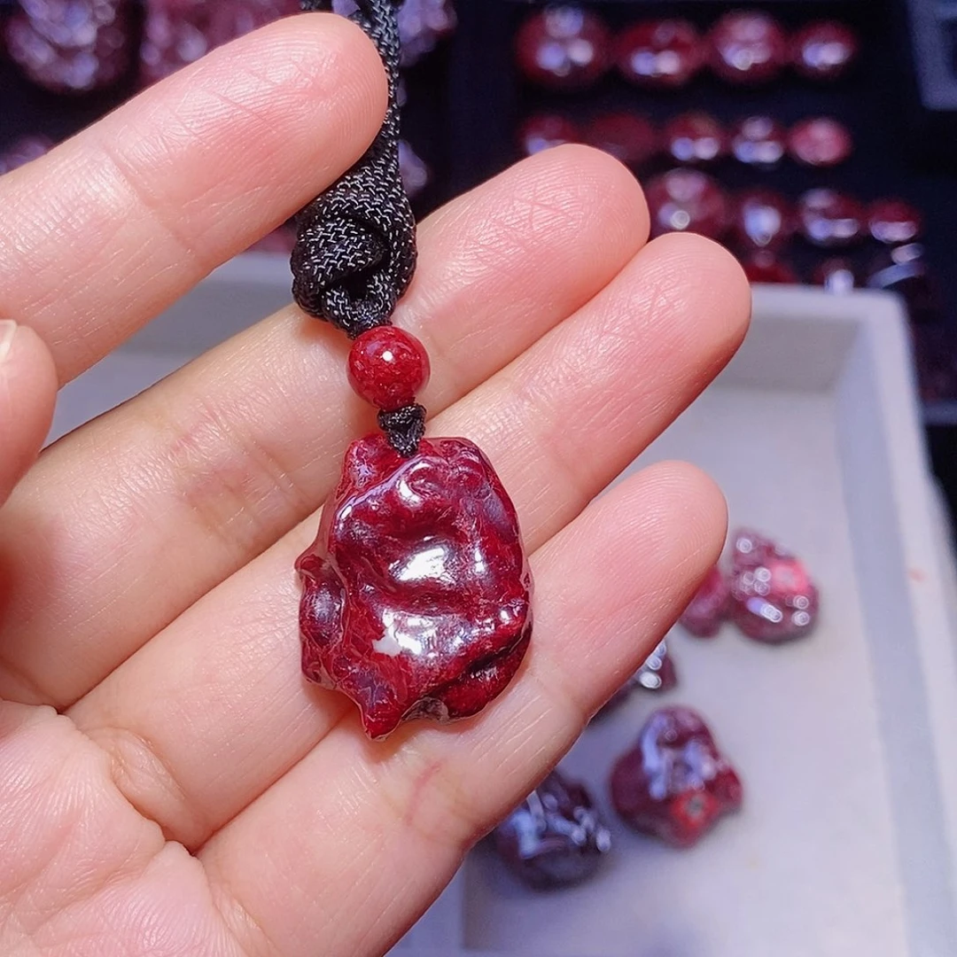 C***酱天然辰砂朱砂原矿石吊坠13.1