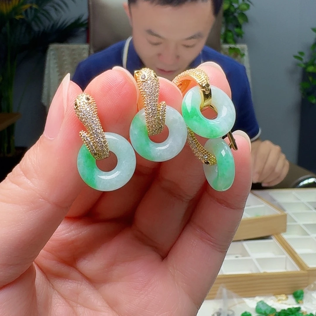 翡翠银S925镶嵌耳饰多样性发货其一