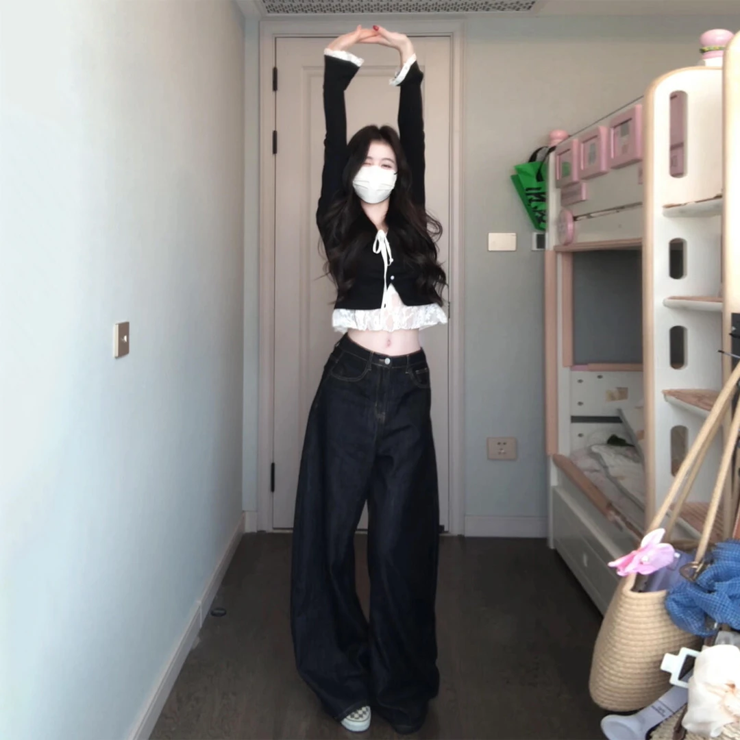 假两件蕾丝拼接长袖t恤女2025新款早秋季韩系穿搭高级感chic上衣