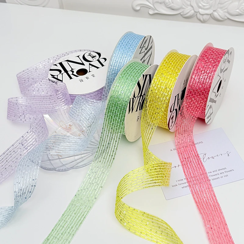 【绿萝】七夕新款碎冰冰彩带鲜花装饰织带情人节浪漫缎带花艺资材