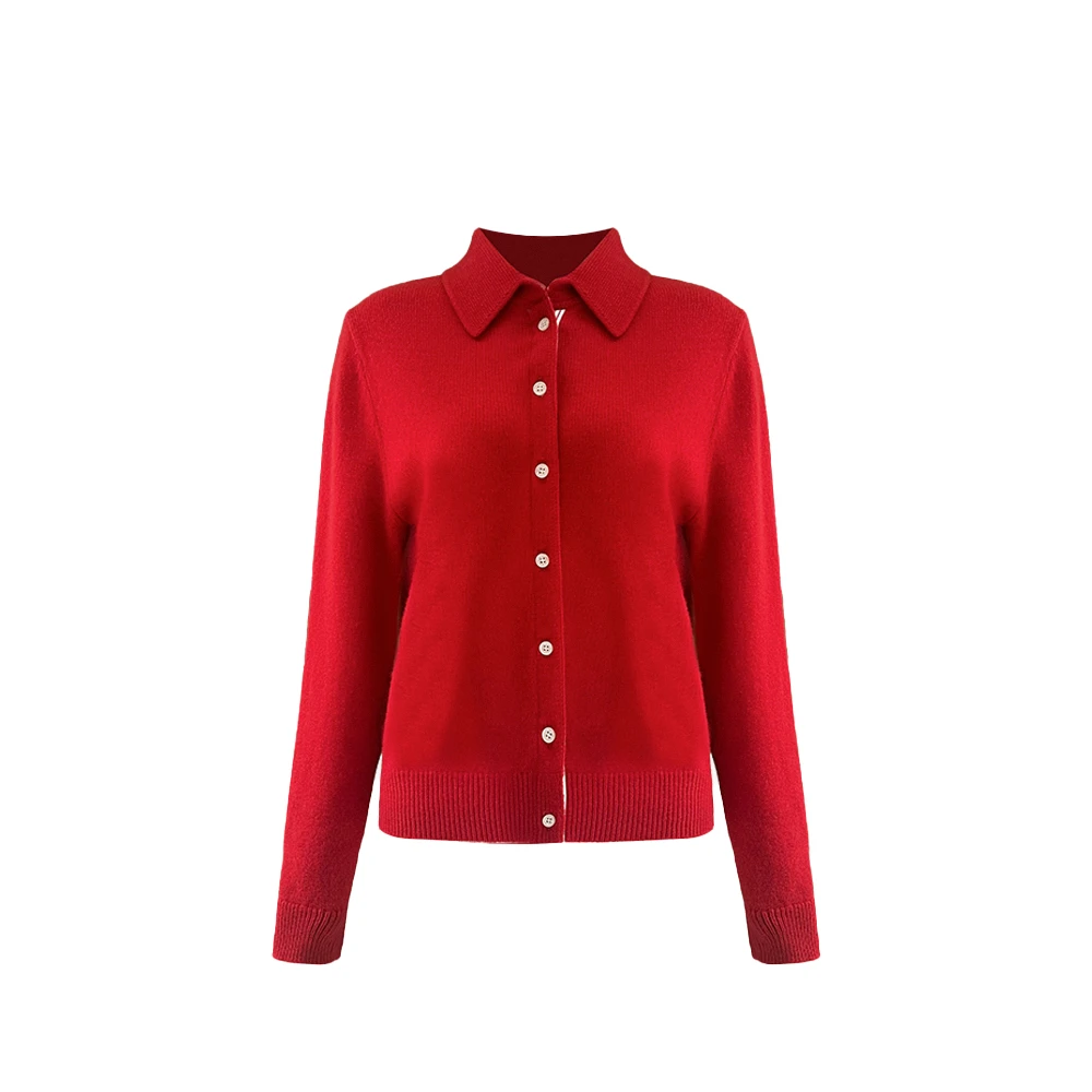 【小酥福】25年春新款全羊毛保暖透气撞色系扣针织上衣1S401S6213