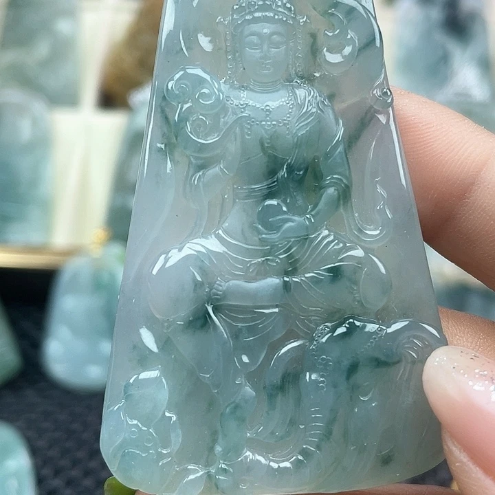 颈饰未镶嵌翡翠天然缅甸翡翠A货普贤菩萨