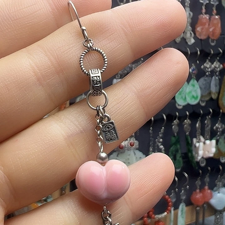 玉***曦玛瑙/玉髓银S925镶嵌耳钉