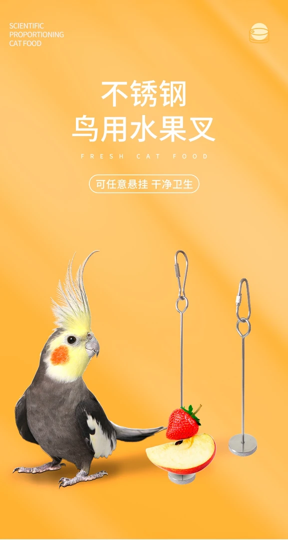 鹦鹉不锈钢鸟笼水果叉鸟用大中小型鹦鹉牡丹玄凤鸟食水果蔬菜用品