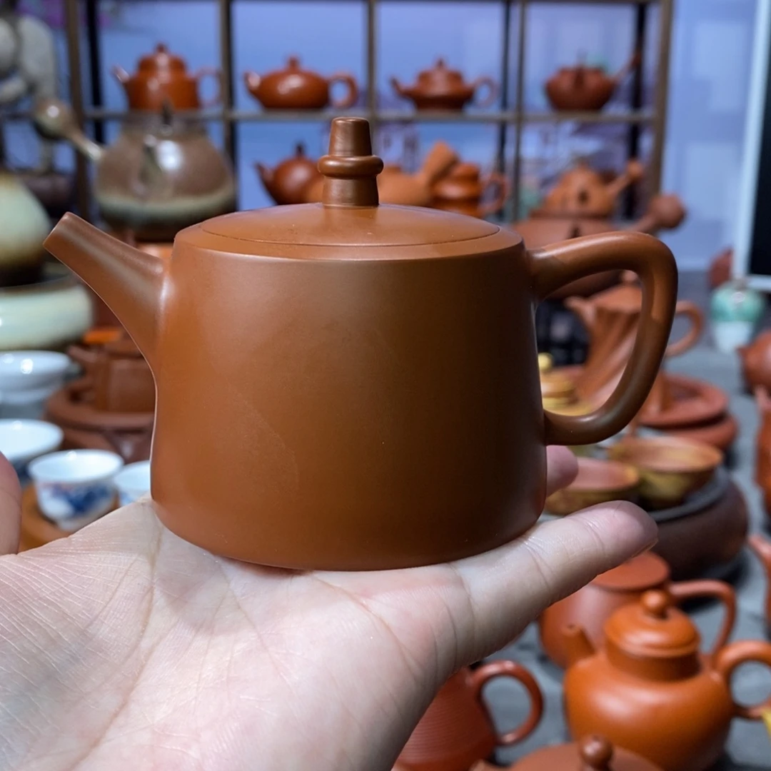 紫砂茶壶吴翰石矿朱泥汉铎壶120cc
