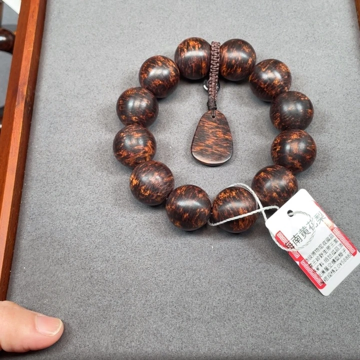 d***评黄花梨/降香黄檀手串/手链海南黄花梨爆满瘤疤20