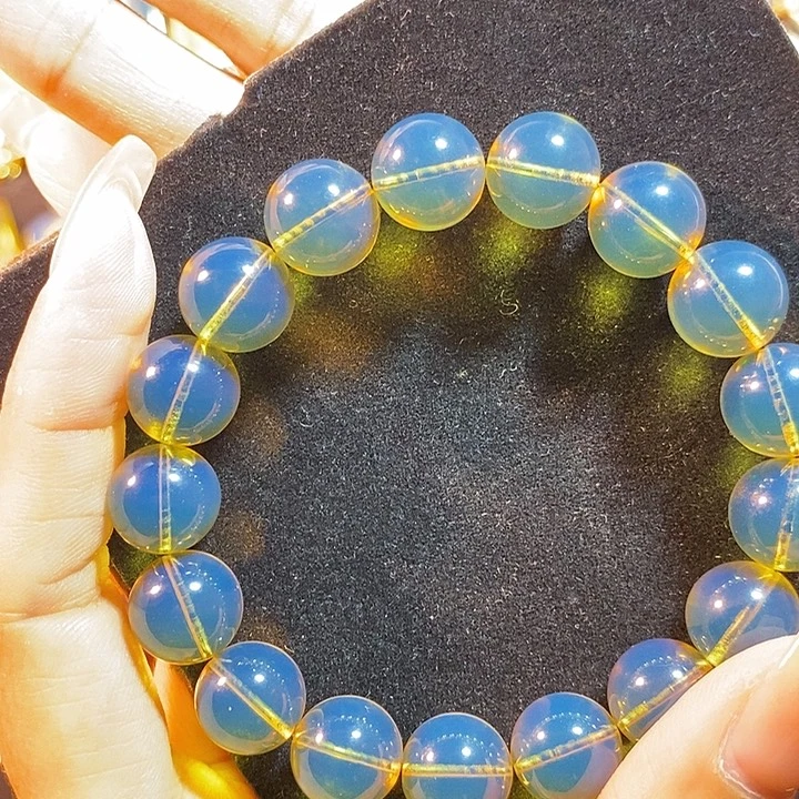 蓝珀未镶嵌珠宝奇石墨西哥蓝珀手串11