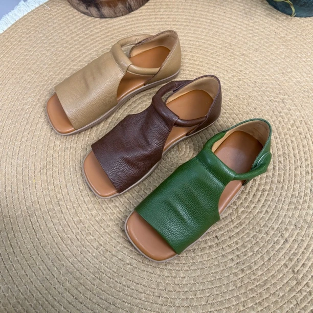 慕云手工春季新款真皮透气休闲舒适百搭软底女单鞋15303