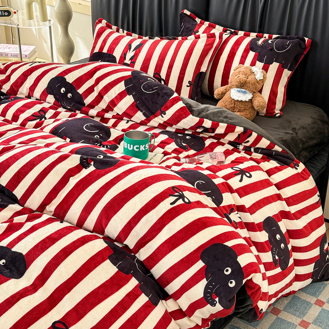 卡通牛奶绒被套单件加厚保暖冬季单人双人被罩150x200x230毛毛绒4