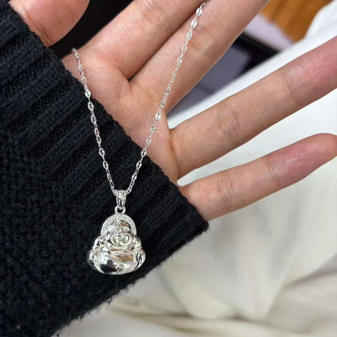 通体  999银款  K293实心大佛公项链链