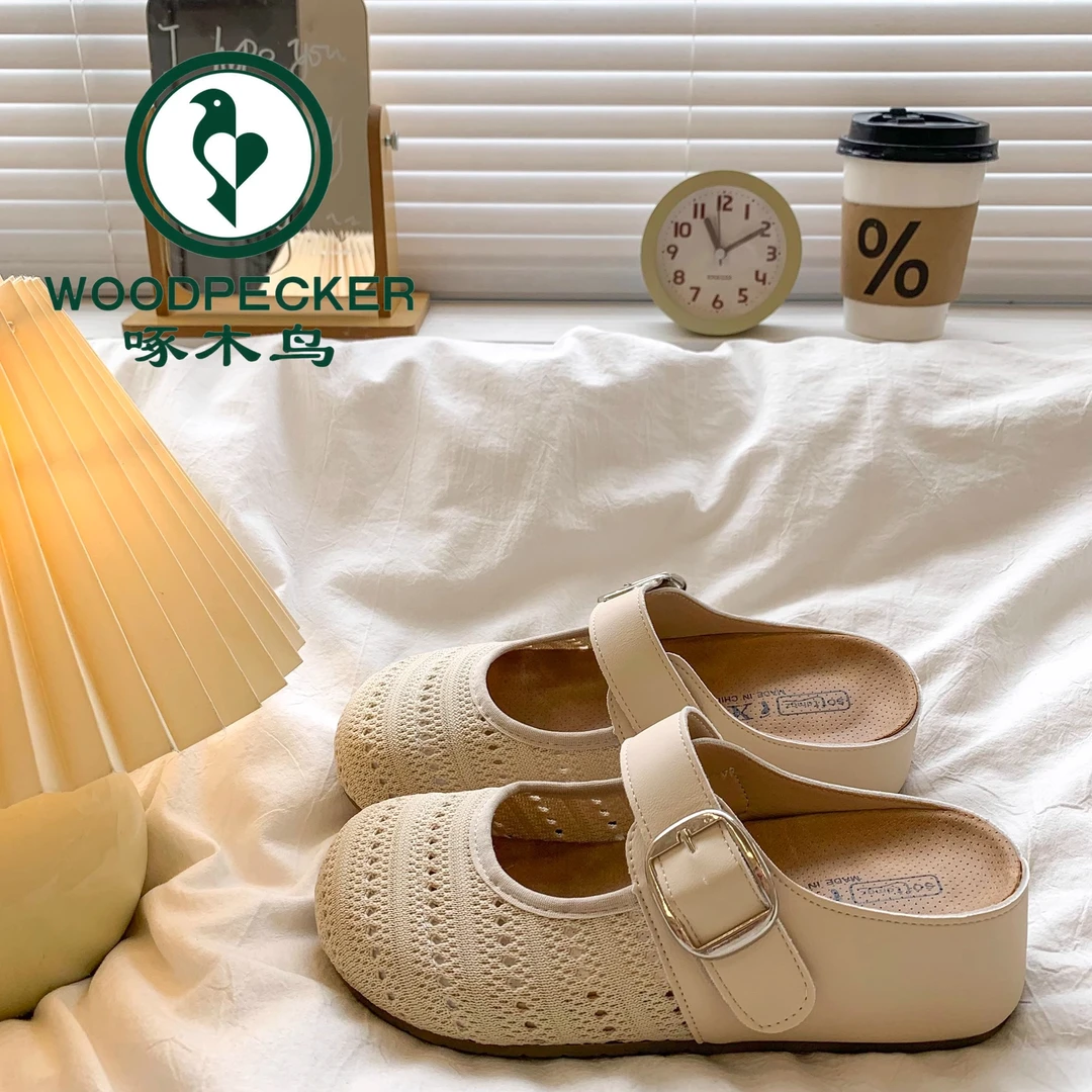 啄木鸟厚底内增高包头半拖鞋女外穿2025新款夏季镂空凉鞋勃肯凉拖
