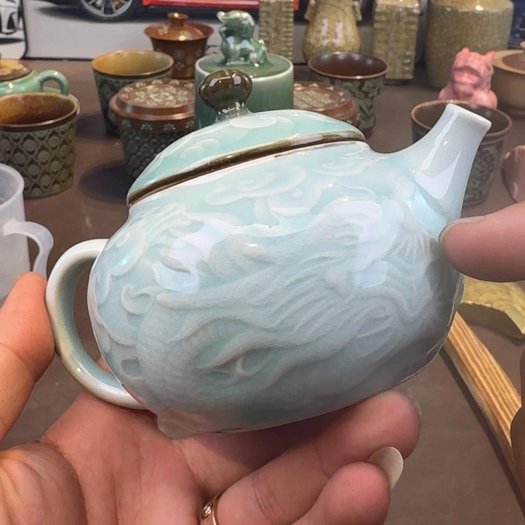 杯龙泉茶具青瓷微瑕