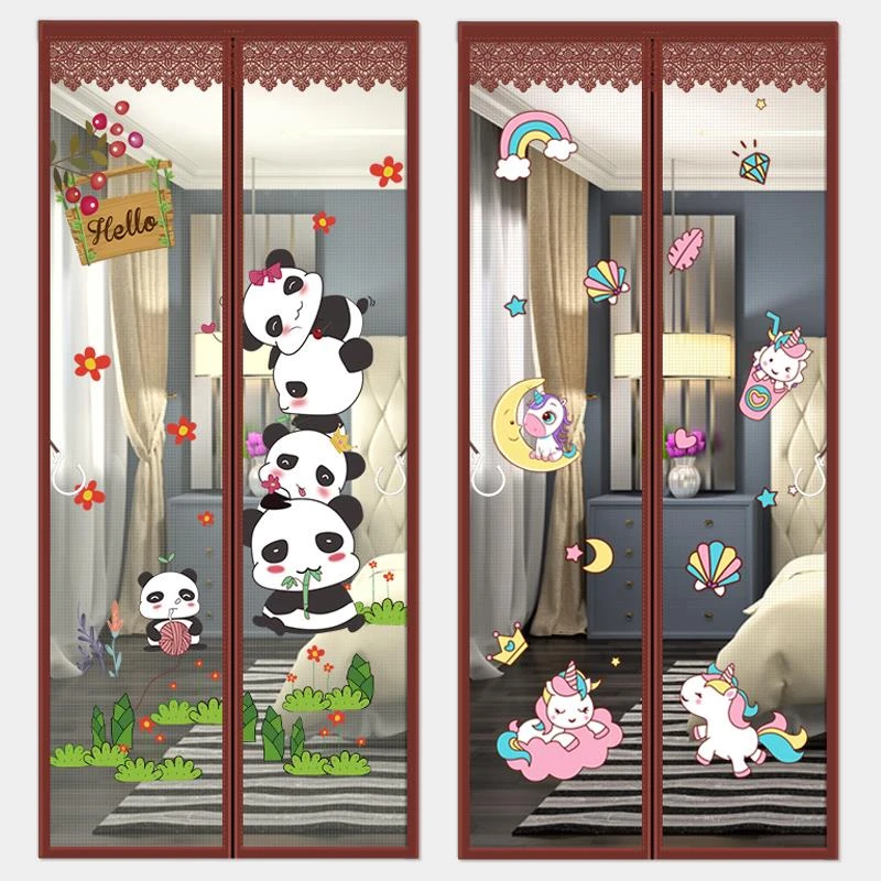 防蚊门帘冬家用纱门帘子免打孔魔术贴纱窗纱门磁性防蚊自吸门帘