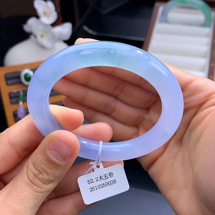 未镶嵌手镯翡翠53冰紫飘花圆条