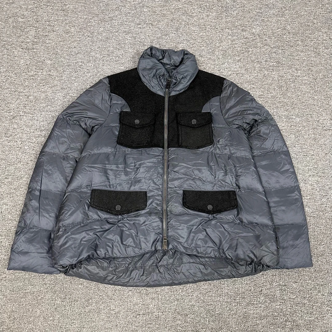 95新 MONCLER 蒙口 拼接灰色羽绒服 2码