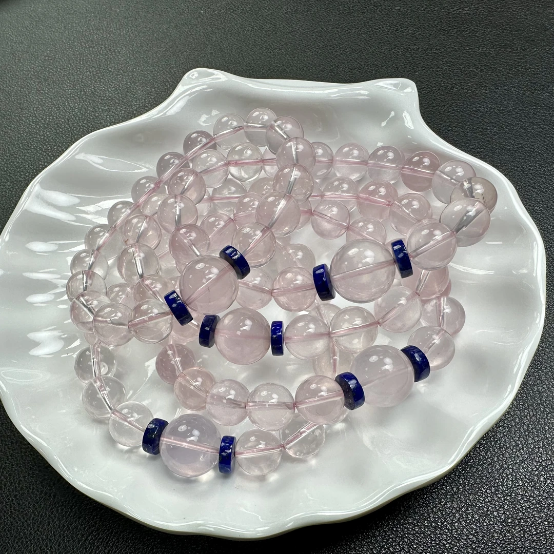 ——【运柔制胜】毕业级粉水晶莫粉马粉青金石手串（多样性发其一）