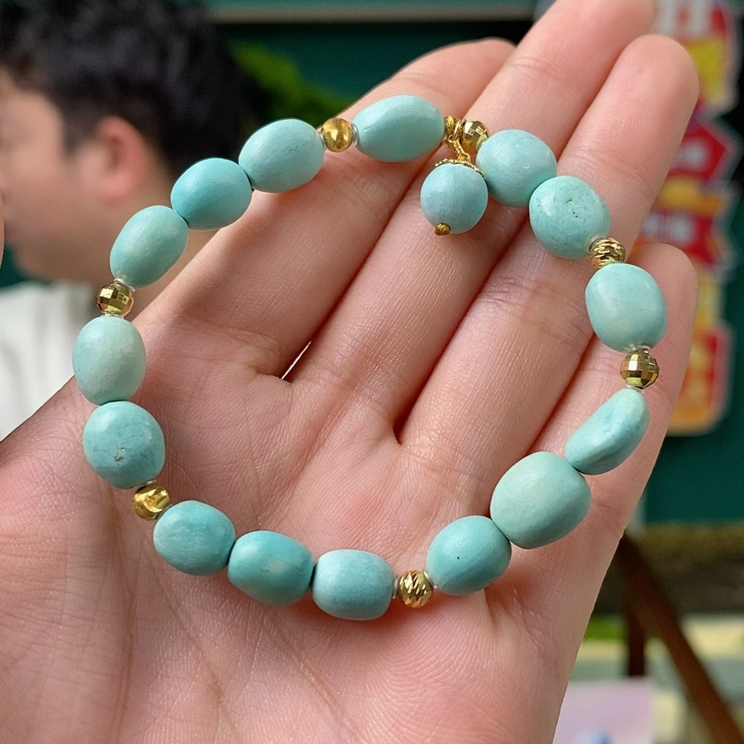 绿松石18K金镶嵌挂件