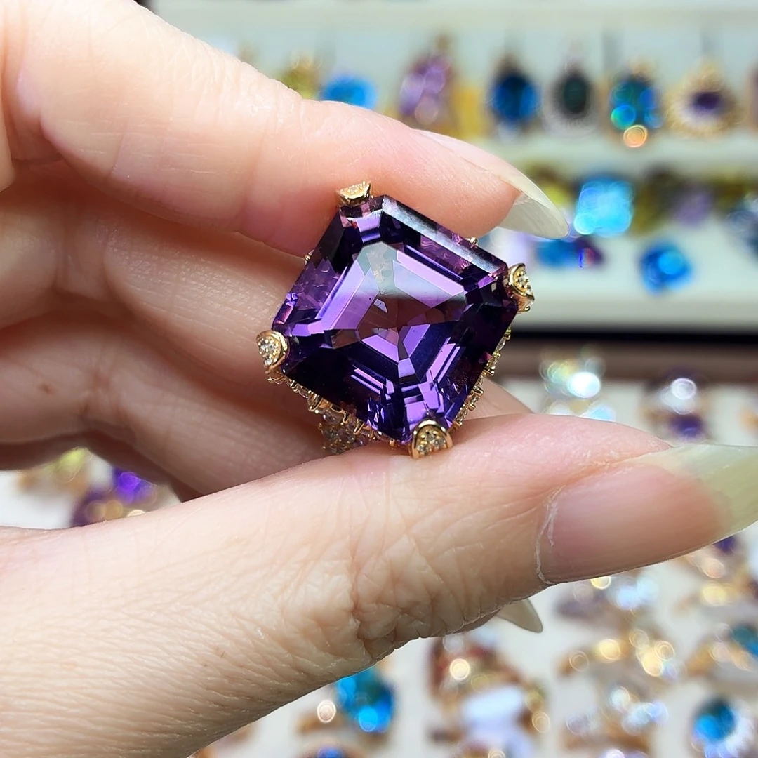 银S925镶嵌戒指水晶