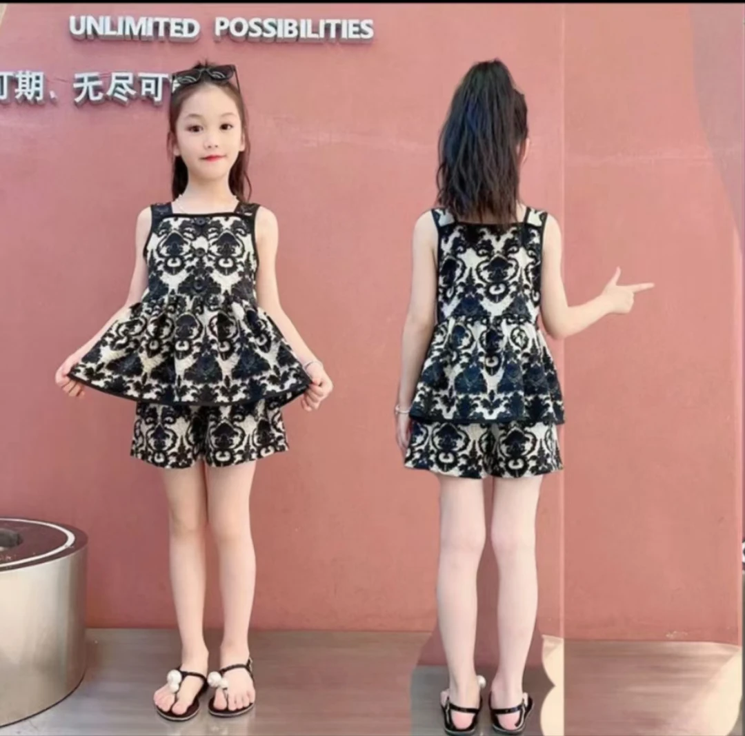 女童夏季新款2025洋气网红女孩吊带短裤子儿童时髦套装夏装两件套