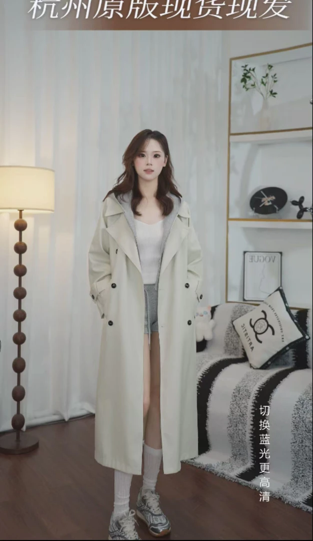 现货，现货【原版首发】假两件连帽少女风秋季中长款风衣外套女