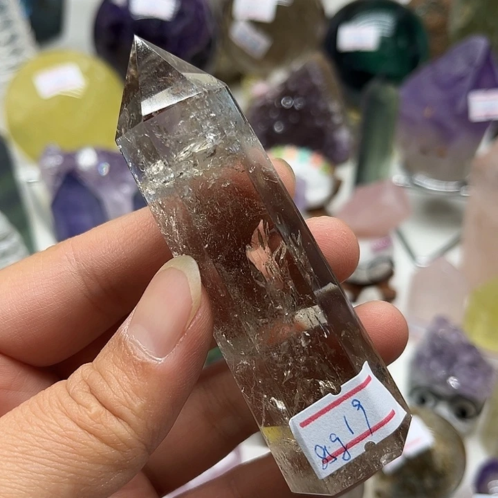水晶珠宝半成品未镶嵌75克茶水晶柱