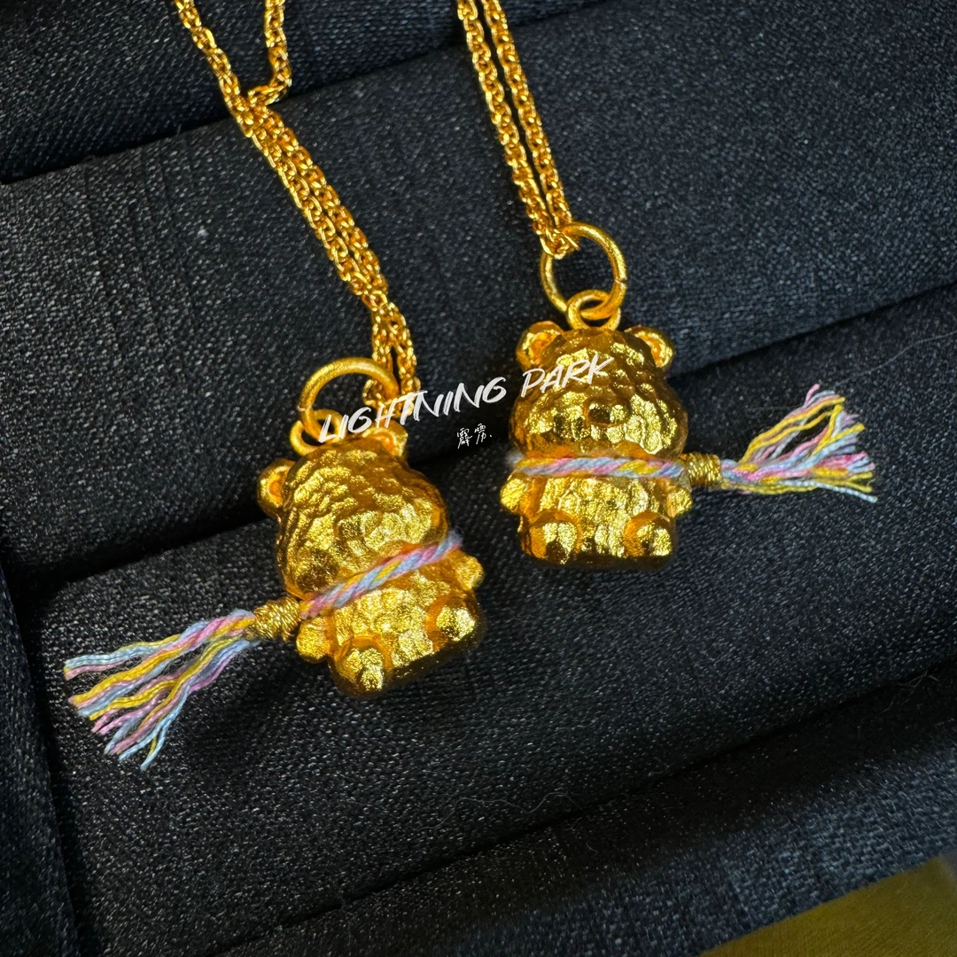 LIGHTNINGPARK 锤纹小熊中古项链
