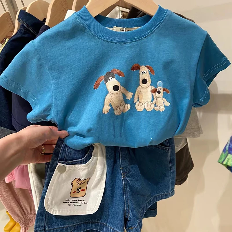 《现货》壹妈韩范童装T恤夏季新款洋气蓝色短袖儿童休闲牛仔短裤