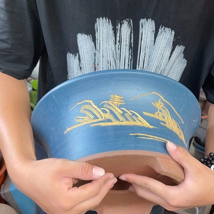 33蓝票口花盆紫砂花盆紫砂