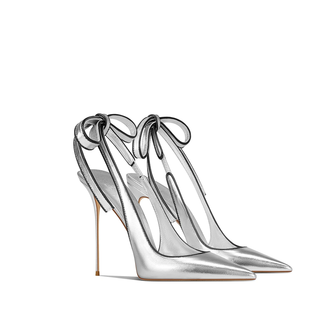 2025秋冬绝美细跟银色高跟鞋女尖头公主风百搭配裙子法式小众单鞋