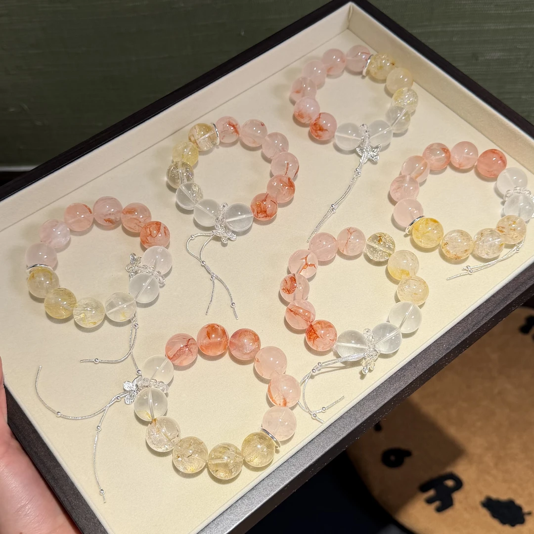 *花漾甜心*天然彩胶花水晶多宝手串 多样性发其一