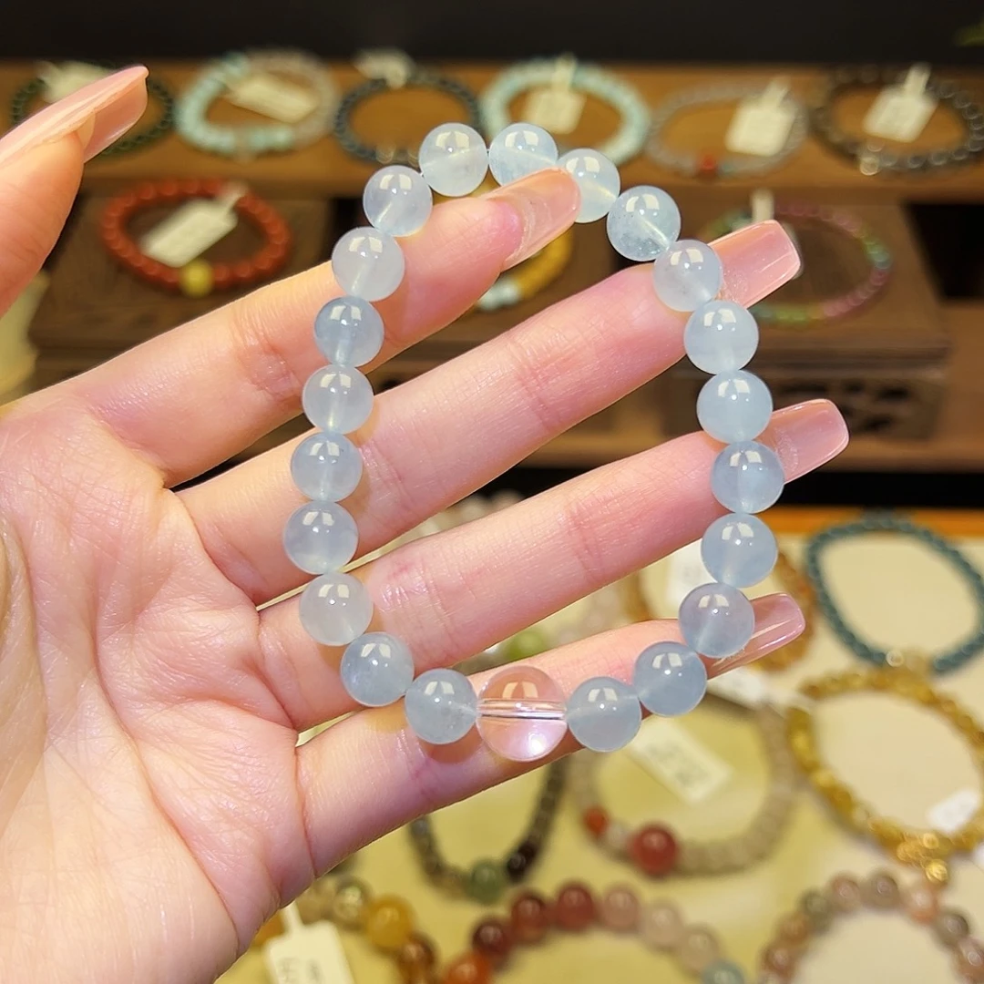 手串银S925镀金镶嵌水晶海蓝9803