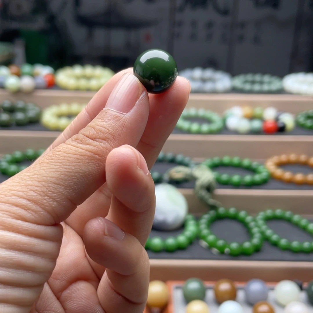 和田玉未镶嵌手链14碧玉菠菜绿