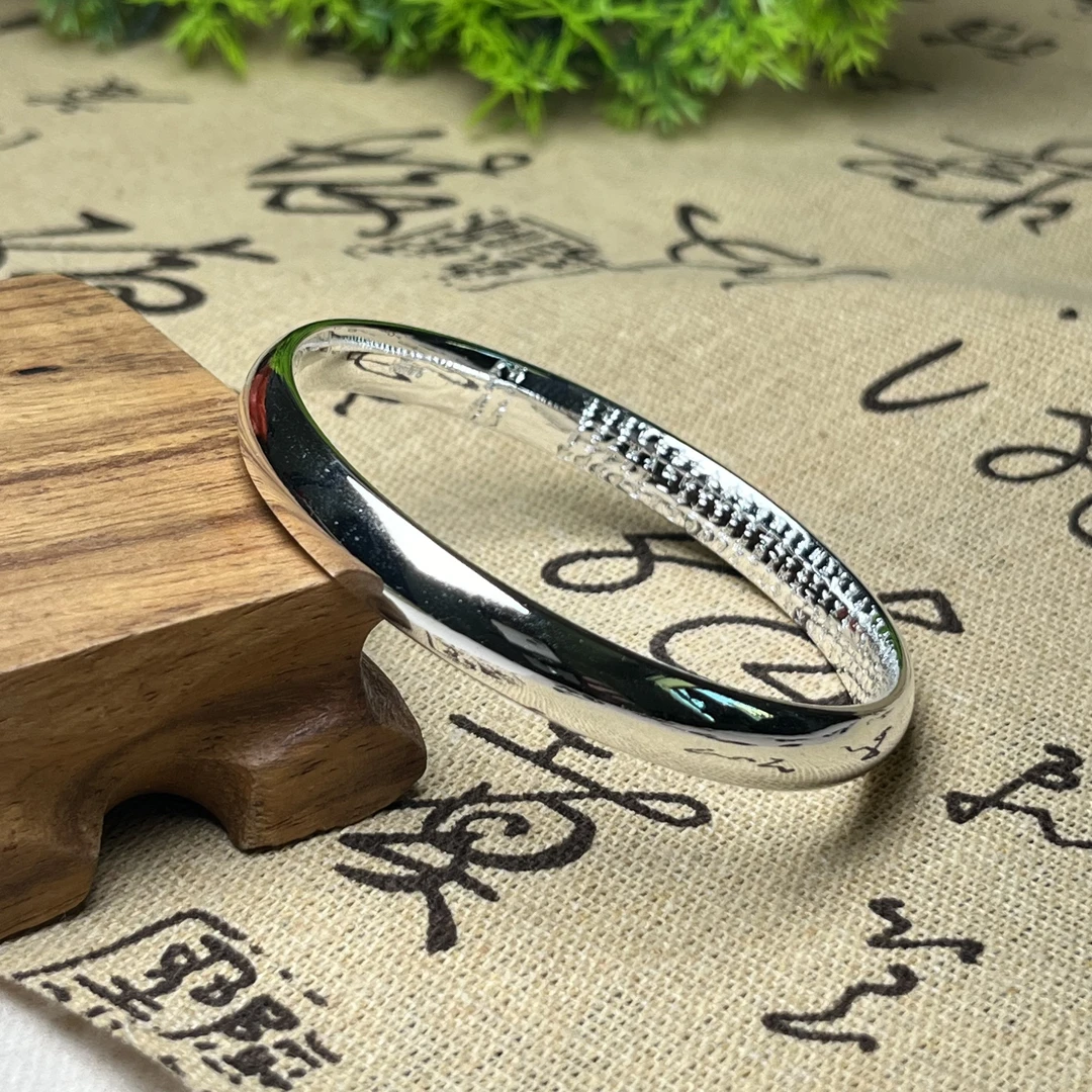 足银手镯 A39银手镯9999传承泥鳅背心经手镯古法磨砂素圈高级