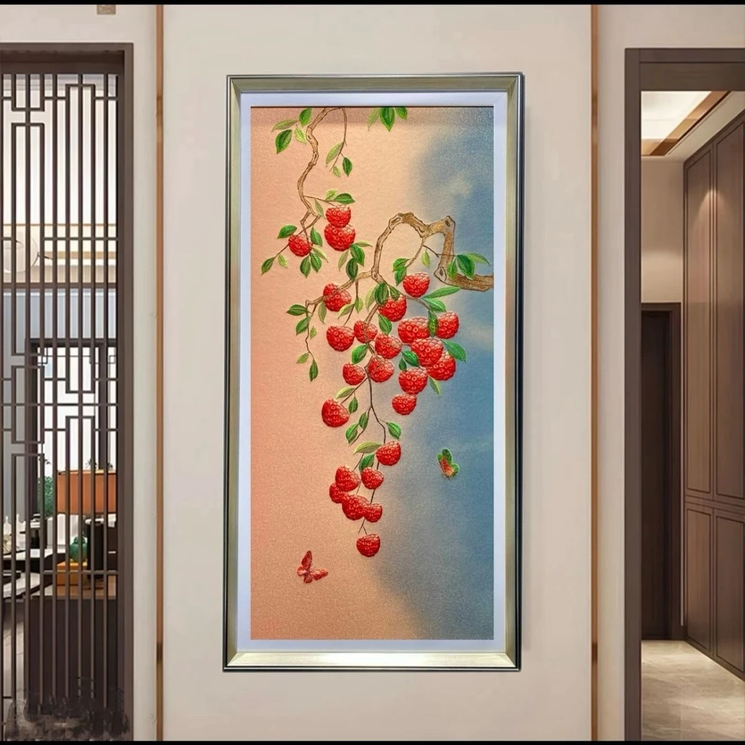 织锦绣织锦绣大吉大利荔枝苏绣成品挂画进门入户玄关装饰画壁画