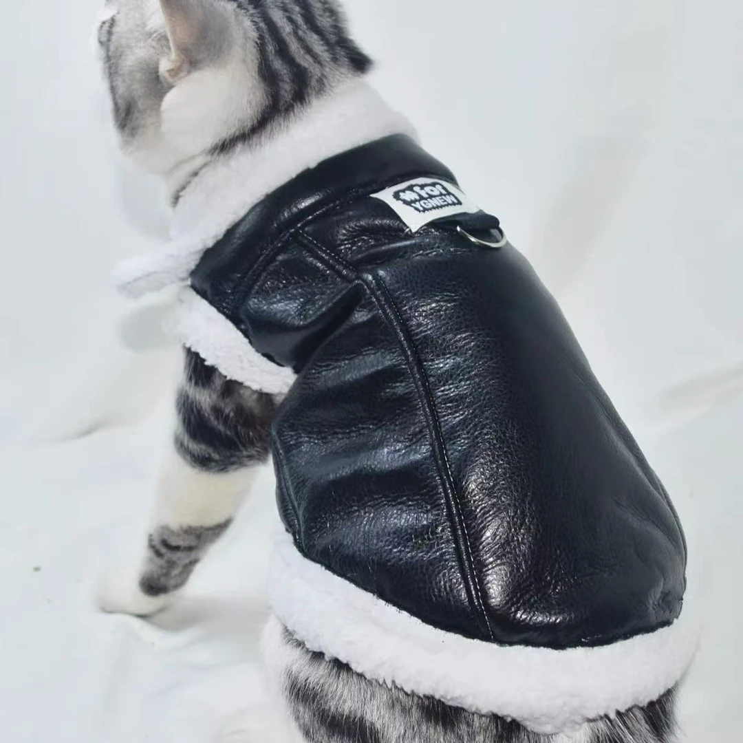 猫咪狗狗皮毛一体马甲无袖夹克可牵引小型犬马尔济斯比熊英短布偶