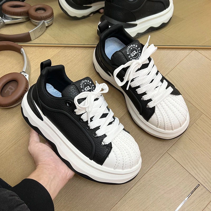 男鞋黑色2025秋冬新款增高休闲鞋厚底板鞋男士痞帅百搭网红潮鞋子