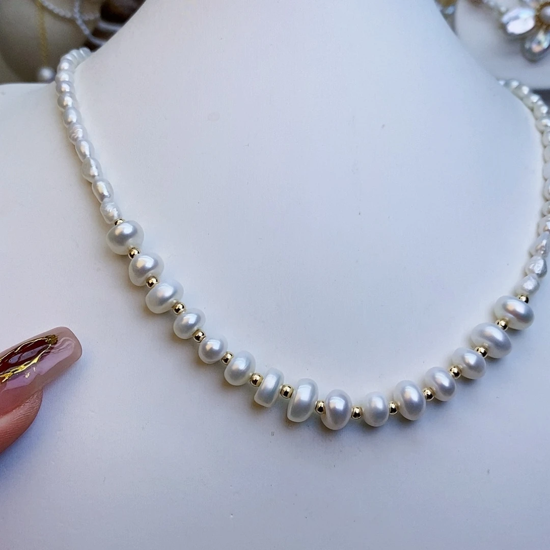 淡水珍珠颈饰银S925镶嵌